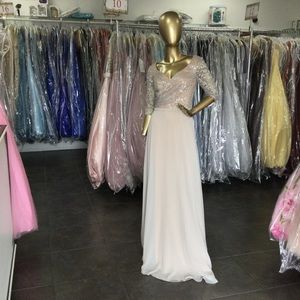 Champagne mother of bride groom dress long sleeve